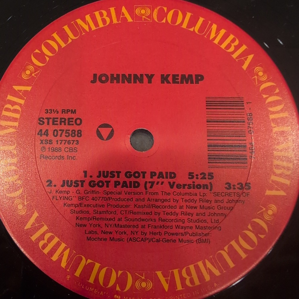Johnny Kemp Just Got Paid 12" Vinyl Single 1988 Columbia 44 07588 New Jack Swing - Picture 4 of 6